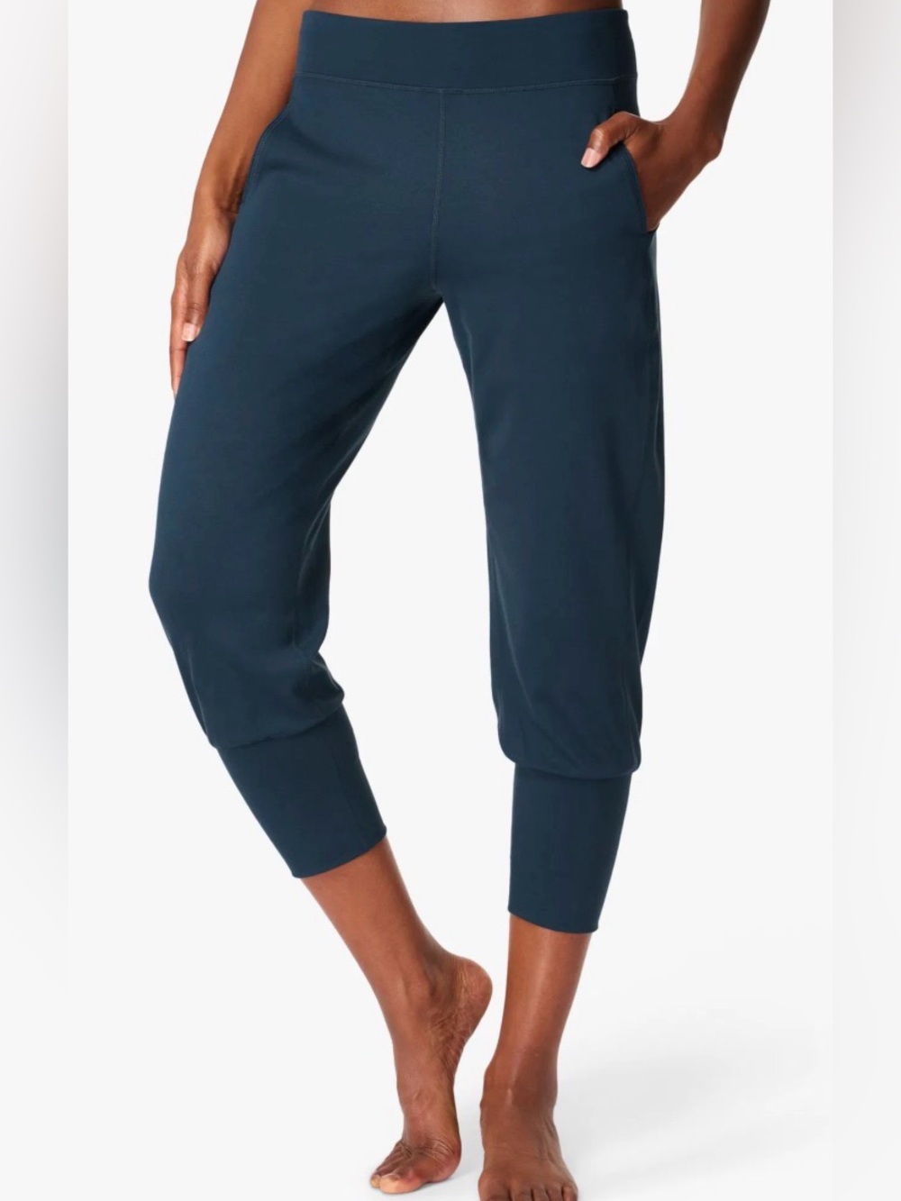 Sweaty Betty Cropped Relaxed Joggers in Deep Teal